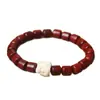 Cuentas de Barril de Sándalo Rojo para Pulsera Estilo Danza del León DIY, Tamaño 8x8, Cuentas de Oración Unisex, Fabricante de Joyería Decorativa