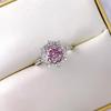 Colar Pingente Flor Rosa Diamante Rosa Corte Milênio Octogonal com Diamante de Alto Carbono Brincos Amarelo Ganso Anel Flor Rosa para Mulheres