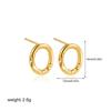Brincos Redondos de Círculo Liso Bicolor de Ouro 18K e Prata Transfronteiriços Europeus e Americanos Brincos Simples de Luxo Acessível com Textura Plissada de Balão