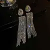 Pendientes de Borla con Flor de Zircón de Aguja de Plata Transfronterizos, Pendientes de Moda y Elegantes, Pendientes de Lujo Ligero y de Gama Alta, Diseño de Nicho
