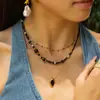 Colar Taina em Aço Inoxidável Europeu e Americano, Luxo Leve Nicho Versátil Pedra Natural Aço Titânio Colar para Mulheres, Venda Quente Transfronteiriça Corrente da Clavícula