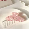 Presilha de Cabelo Floral Rosa Romântica para Mulheres, Pente de Cabelo de Alta Qualidade e Elegante, Acessório de Cabelo Fofo, Ornamento para Rabo de Cavalo Alto