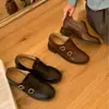 2026 Primavera Nuevo Estilo Hebilla de Cinturón Tacón Grueso Tacón Oculto Zapatos de Piel Estilo Británico Zapatos Casuales para Mujer Estilo Universitario Zapatos Planos para Mujer