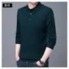 Nuevo suéter de punto de lana al 60% para otoño e invierno para hombre, moderno, de color liso, con cuello de solapa, top de manga larga para hombre