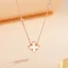 Colar Original Tichia Trevo de Quatro Folhas Feminino Prata de Lei S925 Estilo Coreano Moda Luxo Acessível Colar de Ágata de Alta Qualidade