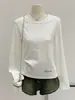 Camiseta Bordada Jacquard Texturizado de Manga Longa 2026, Camada Base de Gola Redonda para Primavera, Top Slim Fit