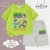 Nuevas Plantas vs. Ropa de zombies, conjunto de manga corta de algodón puro, conjunto de dos piezas de camiseta y shorts para niños, conjunto de verano de manga media para niños