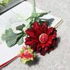 Dalia simulada, Rama única, Crisantemo pequeño de 2 cabezas al tacto, Flor artificial, Flor artificial, Peonía Tianzhu Flor de boda