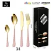Cubiertos de Acero Inoxidable Transfronterizo de Amazon Cuchillo y Tenedor 1010 Cuchillo, Tenedor y Cuchara de Estilo Occidental Juego de 24 Piezas Cuchillo y Tenedor para Carne Caja de Regalo