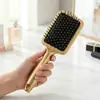 Escova de Cabelo com Almofada de Ar Dourada de Luxo Quadrada Grande Massagem no Couro Cabeludo Antiestática Escova Reta