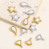 Pingente de estrela de cinco pontas gota d'água concha aço inoxidável banhado a ouro a vácuo pingente de furo único acessórios para colar DIY atacado