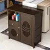 Mesa de Chá Pequena Móvel, Armário Lateral para Chá, Carrinho de Chá, Mesa de Bar de Chá Doméstica em Madeira Maciça, Chaleira Integrada e Armário para Preparo de Chá
