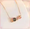 Agita el sonido con 100 idiomas TE AMO AMO collar de proyección de memoria Collar de regalo de cumpleaños para mujer