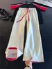 Pantalones deportivos casuales de cordón elástico retro americano de moda para hombre, nuevo estilo callejero holgados, moda versátil, pantalones de chándal de pierna ancha