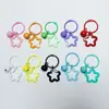 Llavero de estrella acrílica de colores con campanita linda, decoración DIY de estrella para mochila, colgante de candado, accesorio