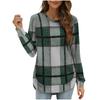 2026 Transfronterizo Amazon Nuevo para Mujer Casual Holgado Cuadros Manga Larga Cuello Redondo Base Irregular Camisa Superior