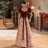 Vestido de novia estilo brindis estilo princesa en la carrera, color burdeos, elegante vestido de noche para mujer, ligero y lujoso, para puerta a puerta.