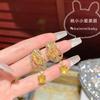 Yao Xiaoxiao Aimai Novos Brincos de Zircônia com Design de Nicho de Orelhas de Trigo Amarelo Goose Brincos de Gota D'água