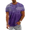 Camiseta de Manga Corta con Estampado 3D Estilo Étnico Retro Europeo y Americano 2025 Nueva Primavera y Verano para Hombre Cuello Redondo Ojo de Horus