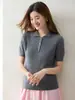 Novo suéter de caxemira outono/inverno para mulheres, com gola polo, design trançado, mangas curtas e uma camada interna estilo coreano, criando um visual sofisticado e elegante