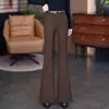 Jeans acampanados marrones para mujer, nuevo estilo 2026, populares para primavera/otoño, de cintura alta, casual, estilo equitación, pantalones de largo completo