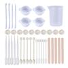 Kit de Ferramentas para Resina Epóxi Cristal DIY Palitos Misturadores Encaixes para Cartões Copos Dispensadores Colheres dosadoras Conta-gotas Copos Medidores de Silicone 100ml Sem Lavagem