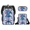 Amazon Transfronterizo Nuevo Puntada Dibujo Animado Mochila Escolar Mochila Estudiante Bolso para Lápices Infantil Bolso Bandolera Juego de Tres Piezas