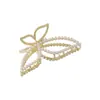 Pinza de Garra Grande Mariposa Perla para Mujeres Verano Diseño Sensación Accesorios para el Cabello Parte Posterior de la Cabeza Pinza Tiburón Pinza Superior Elegante Accesorios para el Cabello