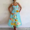 Nuevo vestido de tirantes casual, elegante y con estilo, estampado digital transfronterizo para mujer, vestido de verano