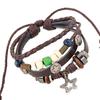Promoción de bajo precio colgante de estrella de cinco puntas de aleación pulsera de cuero genuino pulsera de cuero de vaca con cuentas al por mayor bienvenido a hacer un pedido