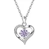 Comércio Exterior Transfronteiriço Colar S925 Prata Esterlina Amor Eterno para Meninas, Colar Simples de Zircônia em Formato de Coração, Presente