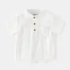 Camisa Casual de Algodão para Meninos, Estilo Novo de Verão para Uso Externo, Gola Alta, Manga Curta, Amiga da Pele, Confortável, Absorvente de Suor