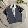 Camiseta de Punto Manga Corta con Cuello Falso de Dos Piezas para Hombres y Mujeres, Bloques de Color de Verano, Estilo Lujo Ligero Old Money, Top Casual para el Trabajo