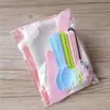 Conjunto de Louças para Bolo Prato de Papel Descartável Faca e Garfo para Bolo Prato Garfo Faca e Garfo Prato Suporte para Vela Combinação de Cores Sólidas