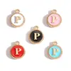 Acessórios para joias DIY pulseira de renda esmaltada dupla face brincos pequenos pingentes esmaltados 26 letras inglesas liga