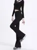 Calças Flare de Tubarão Femininas para Uso ao Ar Livre no Outono e Inverno 2026 Novas Leggings de Cintura Alta Levanta Bumbum Calças Flare de Yoga Pretas
