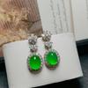 Aretes al por mayor Nuevos Naturales con Baño de Plata 925 Incrustados con Calcedonia Verde Sol, Comparables a Cabujones Rosados Color Jade Aretes Versátiles
