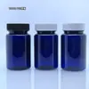 Frasco Plástico PET para Cuidados com a Saúde 100ml Frasco Redondo Frasco para Cápsulas Frasco para Gomas Preto Azul Tampa Flip-top Dourada UV