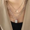 Nuevo Estilo Retro Francés Ins Viento Frío Exagerada Cadena Gruesa de Tres Capas Perla de Agua Dulce Natural Desmontable Usar Collar