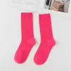 Calcetines para Mujer Transfronterizos, Calcetines de Color Sólido, Calcetines de Media Pantorrilla para Mujer, Calcetines Holgados Zhuji, Calcetines de Color Algodón de Azúcar para Mujer, Venta al por Mayor de Fábrica Coloridos