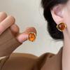 Pendientes de aro de ámbar estilo Maillard para mujer, de nicho, de alta calidad, estilo retro, sencillos, a la moda, joyería para las orejas.