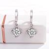 Aretes largos de trébol de cuatro hojas de diamante flash nuevo coreano, aretes de circón con diamante púrpura para mujer, temperamento dulce, joyería de moda