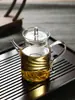 Tetera para uso doméstico con filtro, tetera Song estilo antiguo, juego de té, cafetera de té, transparente con tapa, asa colorida, tetera pequeña de mano