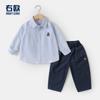 Conjunto de Ropa de Otoño Estilo Europeo para Niños, Camisa y Pantalones Largos para Bebés, Camisa y Pantalones Casuales para Niños