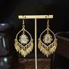 Pendientes Retro con Borla de Plumas Atractivos Pendientes de Venta Caliente Nuevo Colgante Geométrico con Borla Pendientes de Estilo Étnico con Diamantes