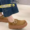 Sapatos Femininos Birkenstock-Style de Couro Genuíno com Solado Grosso Aumenta-Altura, Cobertura Total, Solado Macio, Confortáveis, Adequados para Combinar com Saias, Mocassins Casuais