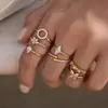 Anillos de Acero Inoxidable Chapado en Oro de 18K con Circonitas para Mujer, Estilo Europeo y Americano Elegante y Discreto, Juego de Anillos Clásicos Versátiles Apilables al por Mayor
