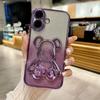 Funda con purpurina para iPhone 16, diseño de oso violento y arena movediza, de goma suave y anticaídas para Apple 14 y Pro Max.