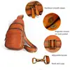 Bolsa de Pecho Retro de Cuero Genuino para Hombre de Comercio Exterior Gran Capacidad Color de Moda Bolso de Pecho Pulido Bolso Cruzado Casual para Hombre para Exteriores