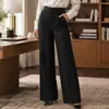 Pantalones negros rectos de cintura alta para mujer, adecuados para ir al trabajo, con efecto adelgazante, pantalones largos versátiles, pantalones profesionales para mujer transfronterizos